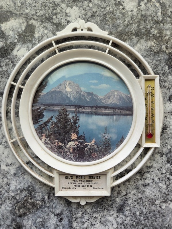 Vintage Themometer Gil's Mobil Service Opportunity Montana