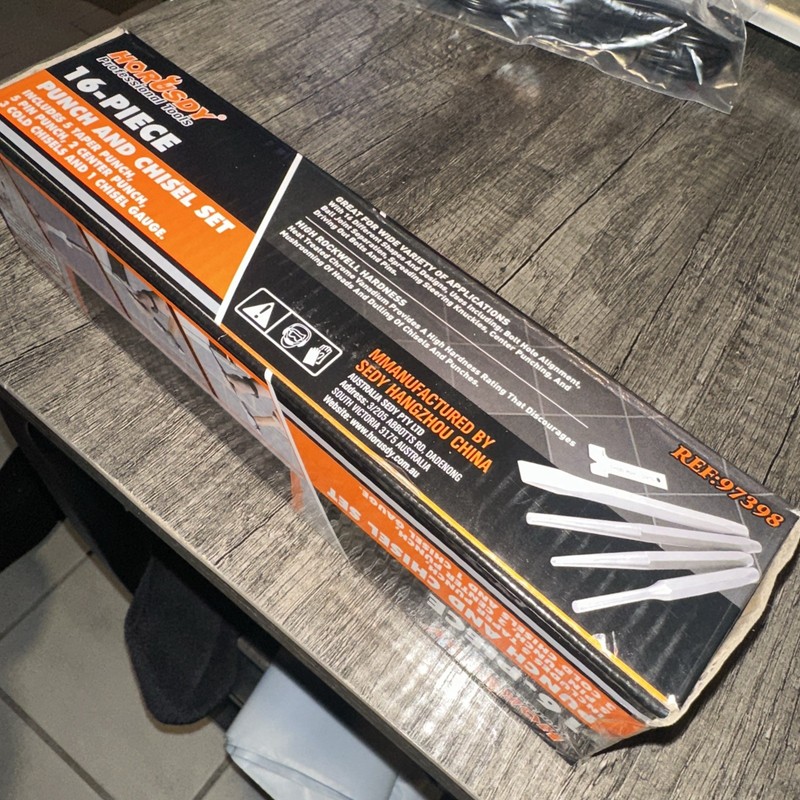 16-Piece Punch and Chisel Set, Including Taper, Cold Chisels, Pin, Center, Gauge