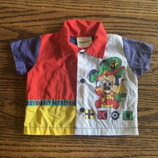 Vintage Mickey Mouse Shirt Collar Baby Toddler 6 Months Sailor Primary Disney 90