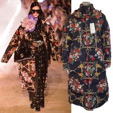 GUCCI COAT PADDED CAPE FLOWERS TASSELS PRINT HOODED LONG 4,800 IT 40 US 4-6