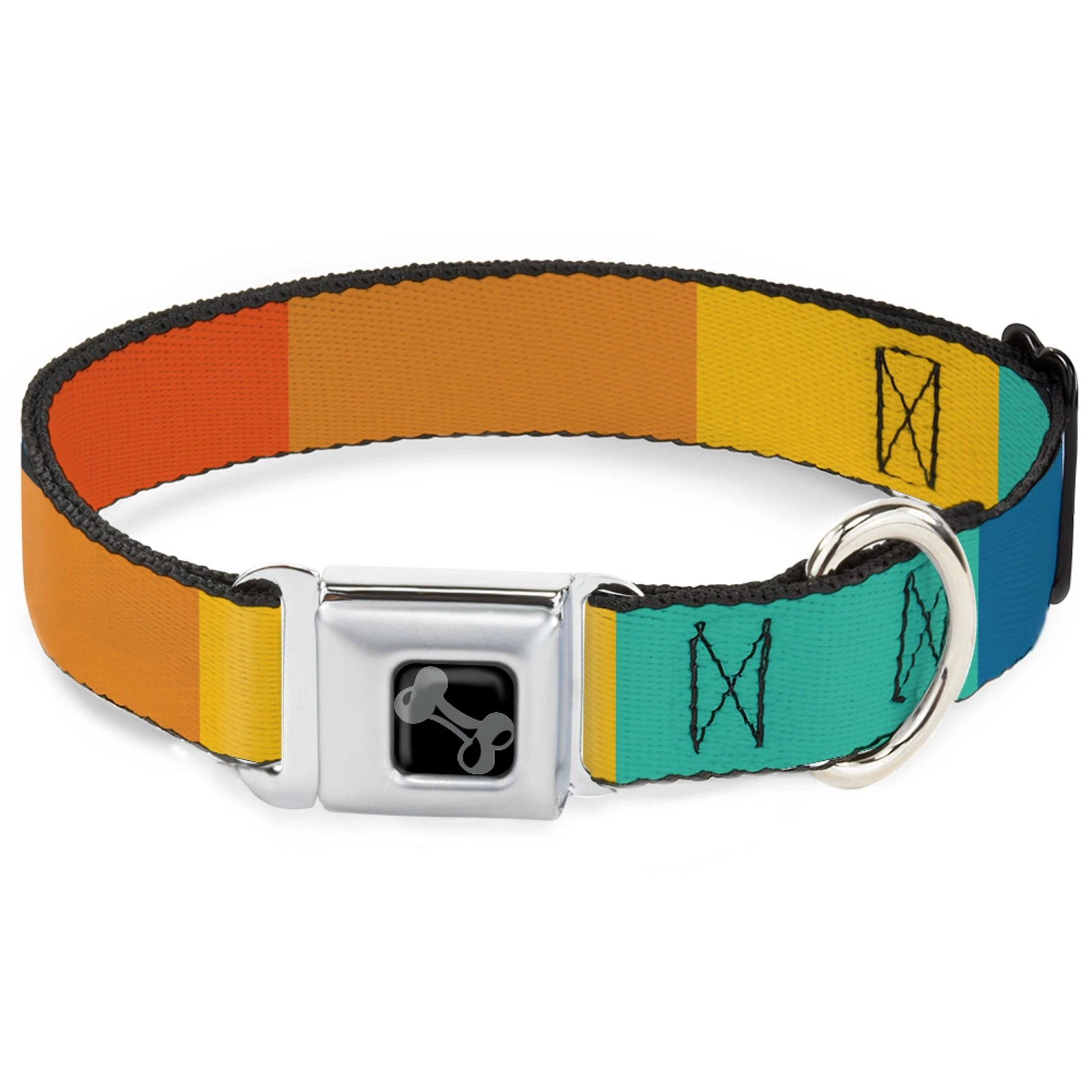 Dog Collar Bone Summer Essentials Color Block 2 WIDE-Large 20-31"