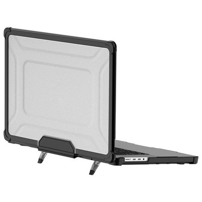 Hülle für MacBook Pro 16'' Starre Stoßfest Schutz mit Klapphalterung, Schwarz