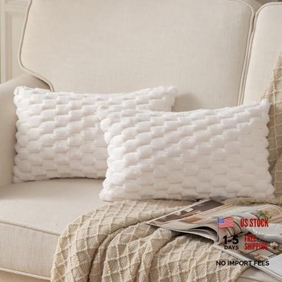 Cream White Plush 20''x12'' Decorative Plush - Super Soft - Pack of 2