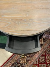 Rustic Finished Round End Table With Natural Top