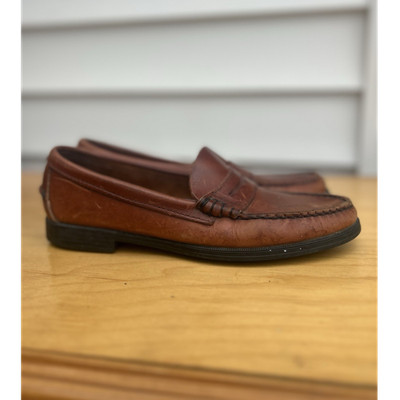 Sebago Brown Leather Slip-On Loafer Dress Shoes, Unisex Adults US 8