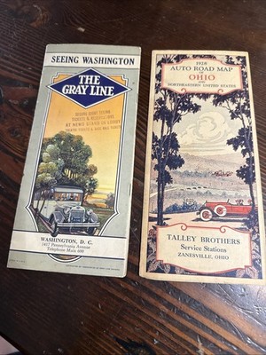 Vintage The Gray Line 1928 Ad Seeing Washington DC Tour Guide And Ohio Road Map