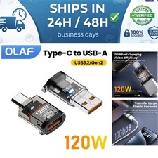 USB C to USB A OTG Adapter 120W Fast Charging Connector for iPhone 15 16
