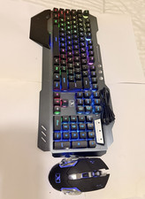 Rainbow Wireless Gaming Keyboard  Mouse Bundle, Illuminated, Rechargeable, USB