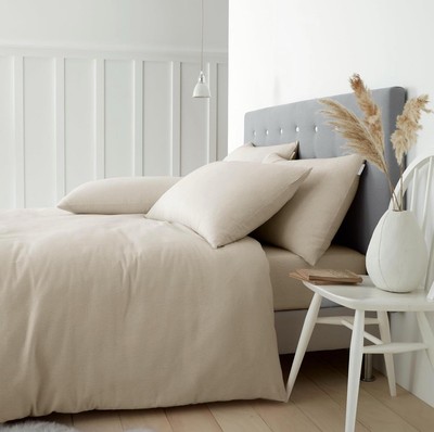 Super King-Bettwäscheset Catherine Lansfield creme gebürstete Baumwolle 220...