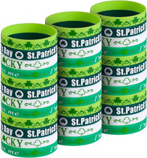 St. Patrick'S Day Rubber Wristbands Green Shamrock Silicone Cut Out Bracelets Pa