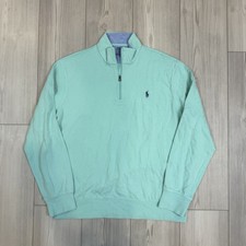 Polo Ralph Lauren Men's Large Half-Zip Pullover Sweater Blue Green