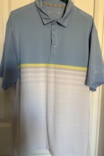 Walter Hagen Men's Striped Golf Polo Shirt Light Blue White Size XL