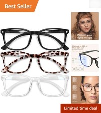 Fashion-Forward Blue Light Computer Glasses - Anti-Glare Stylish 3-Pack