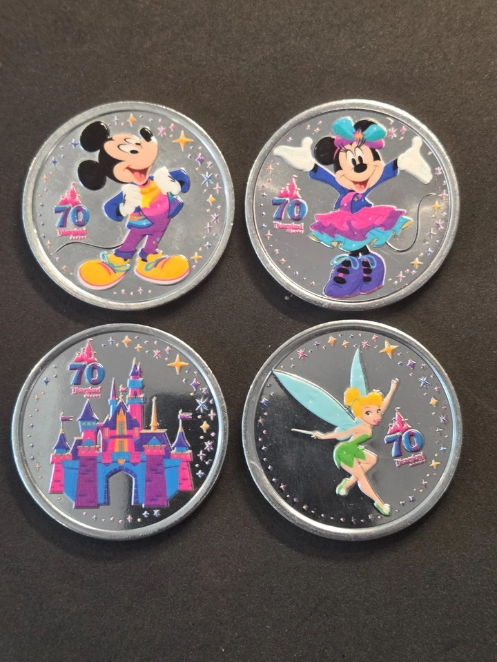Disney Disneyland 70th Anniversary Colored Coins Set Of 8 Medallions Colorized - Image 2 of 4