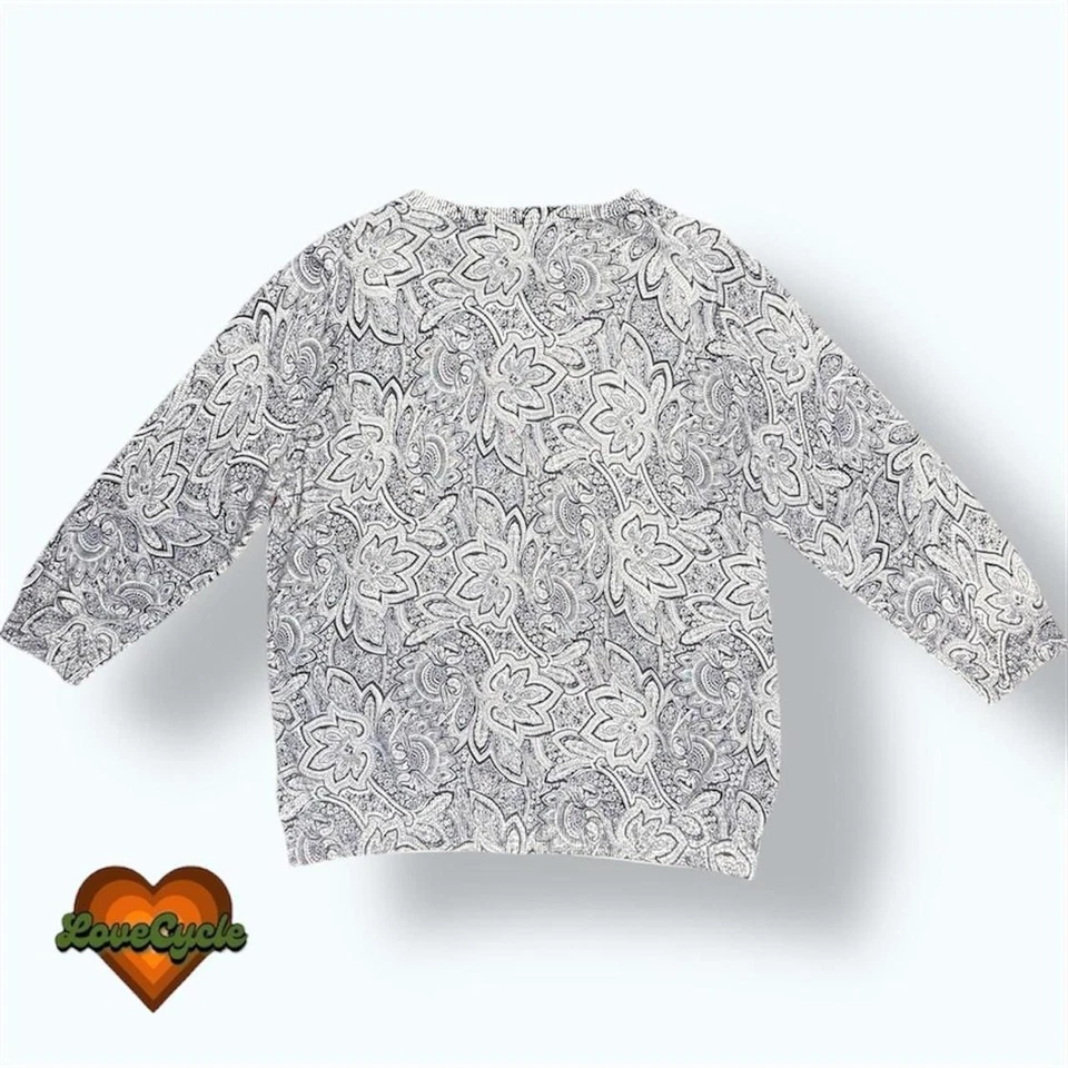 Cárdigan para mujer Talbots azul marino y blanco cachemira botones delantero manga 3/4 - XL Foto 3 de 4