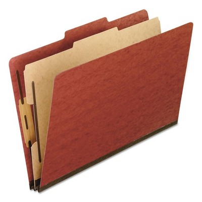 2157R Four-Section Pressboard Folders, Legal, 2/5 Tab, Red (Box of 10)