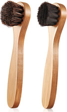 2 Pcs Horsehair Shine Shoes Brush Kit Polish Dauber Applicators Cleaning Leather