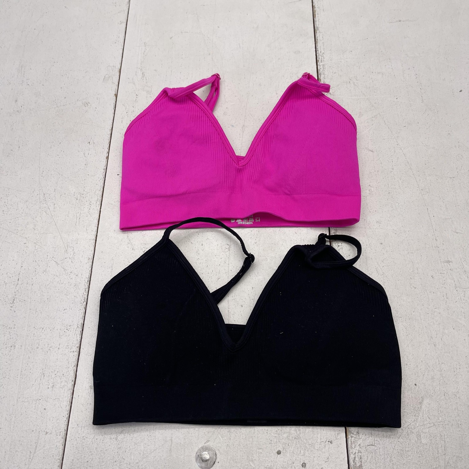 Bralette Bra Set Womens Medium Multicolor Wireless Padded Removable Pads 2 Pack-image