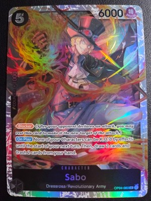 Sabo OP04-083 SR ONE PIECE Tcg Card Game NM BLACK Reprint