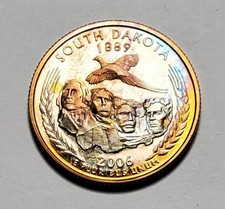 TONED 2006 S SOUTH DAKOTA STATE QUARTER CLAD PROOF UNC #C10339