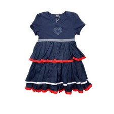 DOLCE GABBANA Girl Navy Summer Dress with Ruffles, 4yr