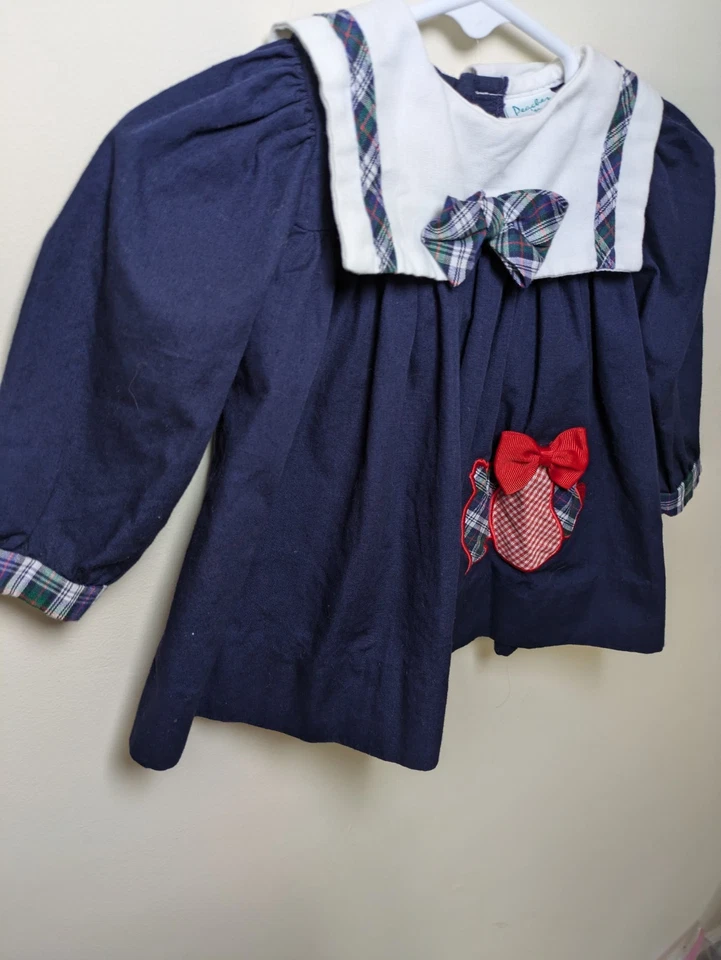 Vintage Peaches 'n Cream Baby Toddler Girl's 12 Month Dress Scottie Dog Applique - Image 3 of 4