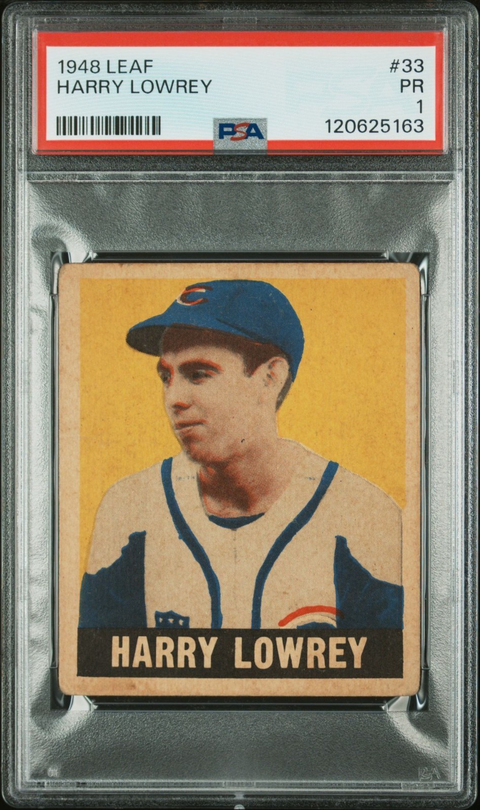 Harry Lowrey, Rookie Card Short Print-SP, 1948 Leaf #33 - PSA 1 PR
