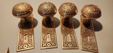 Door Sets Antique Door Knobs, Face Plates, Mortise Brass 2 Sets Ornate Beautiful