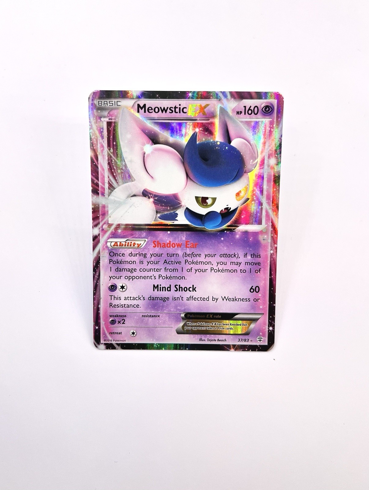 Pokemon Company Meowstic EX 37/83 Generations Full Art Holo 160HP ENG 2016 (LP)