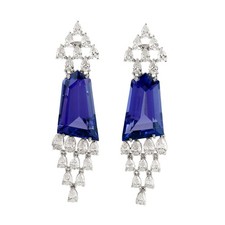 Tanzanite Diamond Chandelier Earrings 18K Gold Luxury Statement Jewelry