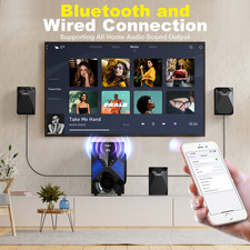1000W Surround Sound System 5.1 Home Theater Speakers 8" Subwoofer Karaoke