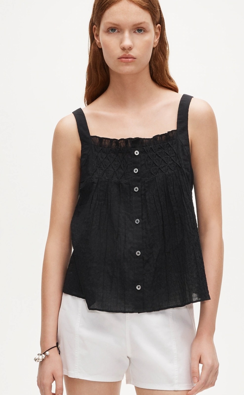 Nwt J. Crew Smocked Crinkle Tank Top Black Size S