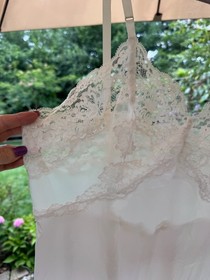 Vintage Vanity Fair Full Slip Silky Floral Lace Nylon Gown Size 38
