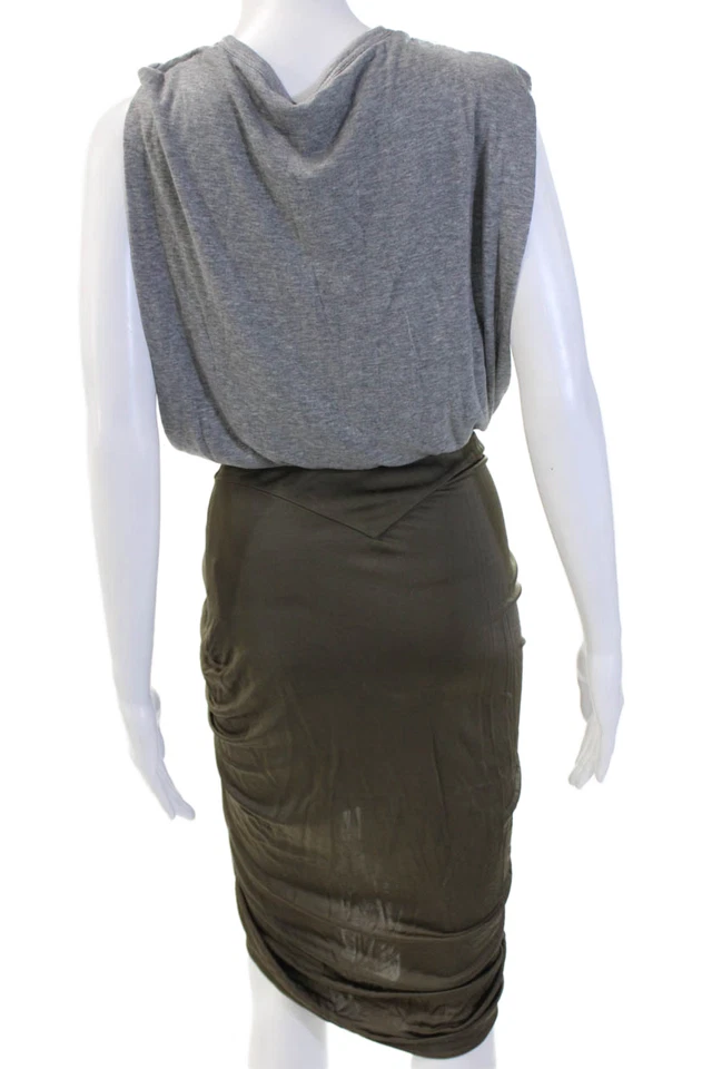 Alexander Wang, Mujer Falda Tulipán Verde Capucha Cuello Hasta la Rodilla Rayón Talla 2 Foto 4 de 4