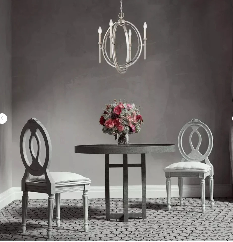 World Imports Rondure 6-Light Polished Nickel Chandelier, Adjustable Height - Image 2 of 4