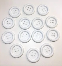 14 Large White Buttons, 2 Hole, 1  5/16 inches, 33mm