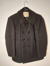 USN US Navy Pea Coat MP72132 Double Breasted Anchor Button Black Wool Sz. 42