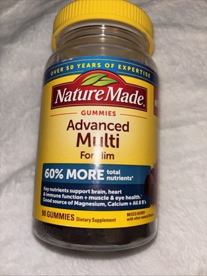 Nature Made Advanced Multivitamin Men Gummies, Mixed Berry 90ct EXP 6/2026