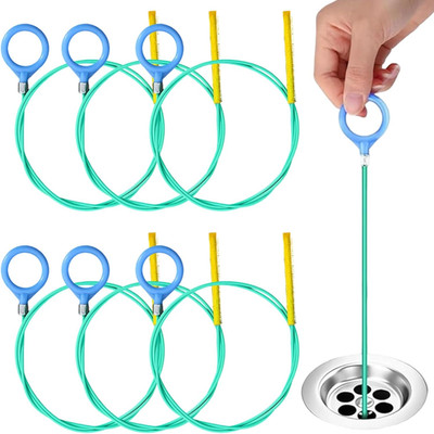 6 Stück Abflussreiniger Spirale, 90CM Rohrreinigungsspirale, Anti-Bruch-Stahl Ab