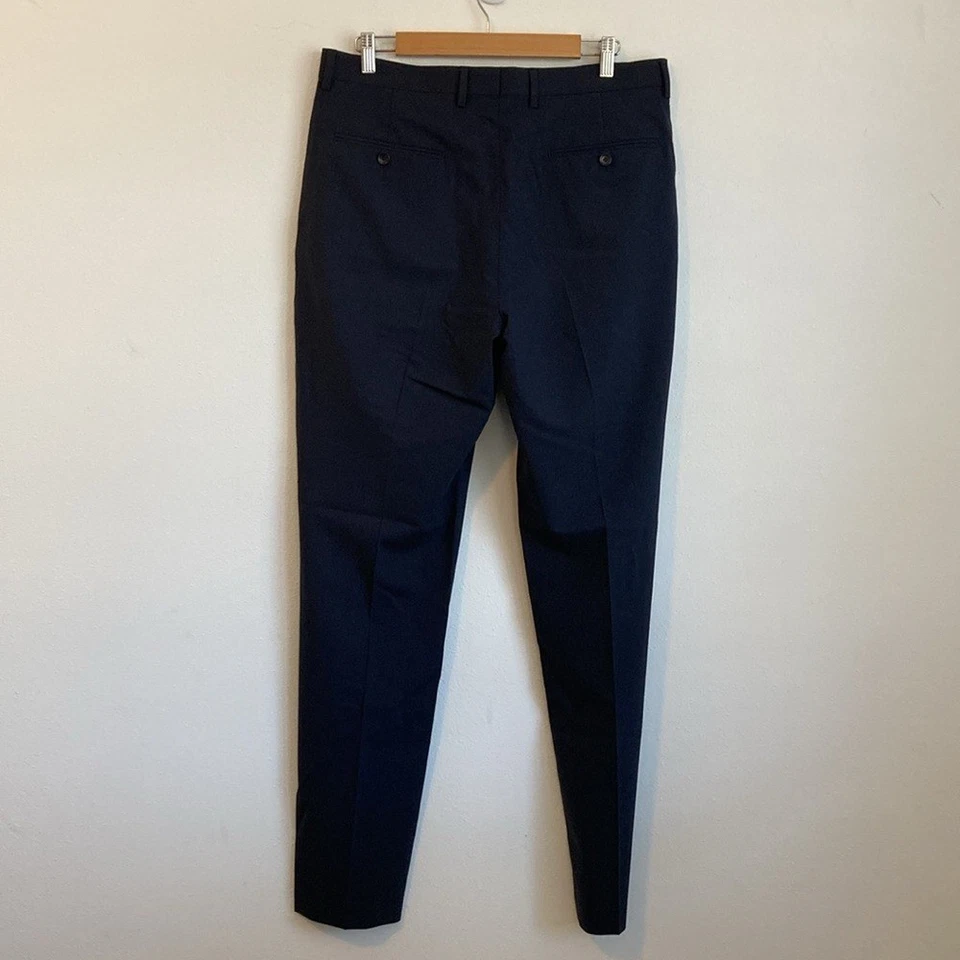 J Crew Blue Crosby Classic-fit suit pant Italian stretch wool blend Mens 32/34 - Image 4 of 4