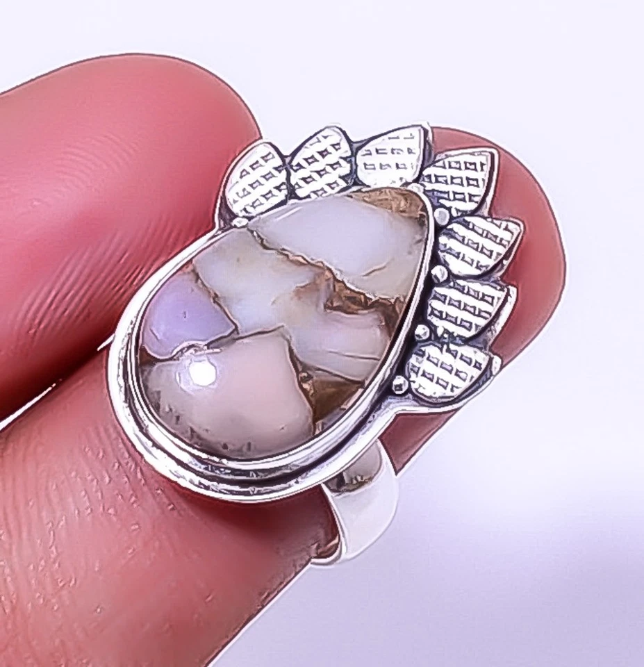 Ópalo Rosa Cobre - Anillo Peru Plata de Ley 925 Hecho a Mano Ajustable (7) A313 Foto 4 de 4