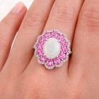 GENUINE 2.15 Cts OPAL & PINK SAPPHIRE RING SOLID .925 STERLING SILVER - NWT — photo 4