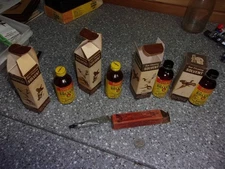 B590 vintage outers gun cleaning bottles boxes supplies picture boxes solvent