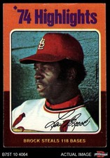 1975 Topps #2 Lou Brock Steals 118 Bases Cardinals HOF 4 - VG/EX
