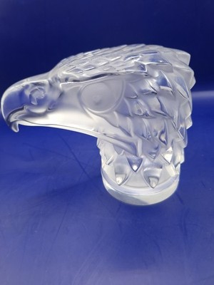 LALIQUE, France Tete D'Aigle (Eagle Head) Cut Crystal Paperweight Decor, 1930s
