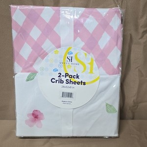 Sweet Home 2-Pack Crib Sheet Set 28x52x8 Pink/White/Green Floral