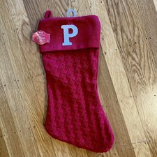 Walmart LETTER Initial P RED SWEATER Cable KNIT CHRISTMAS STOCKING Monogram