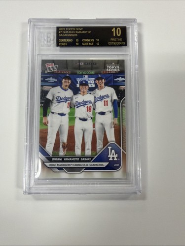 2025 Topps Now #7 Ohtani Yamamoto Sasaki BGS 10 BLACK LABEL Dodgers Tokyo