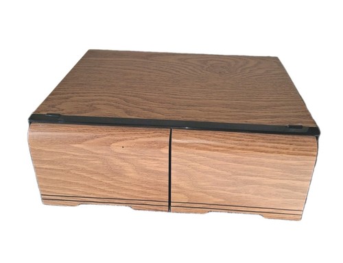 Vtg Faux Wood 2 Drawer 56 CD Game Storage Cabinet Flip Thru Inserts (Damage READ