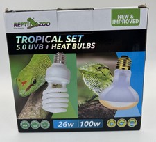 2X Repti Zoo Tropical UVB Heat Lights 26W And 100w, NEW/OPEN BOX